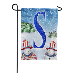 Uncle Snowman Double Sided Monogram Garden Flag