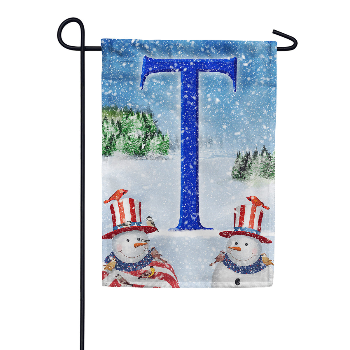 Uncle Snowman Double Sided Monogram Garden Flag