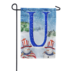 Uncle Snowman Double Sided Monogram Garden Flag