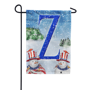 Uncle Snowman Double Sided Monogram Garden Flag