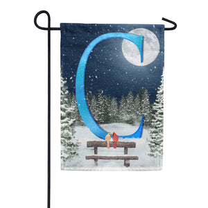 Winter Moon Double Sided Monogram Garden Flag