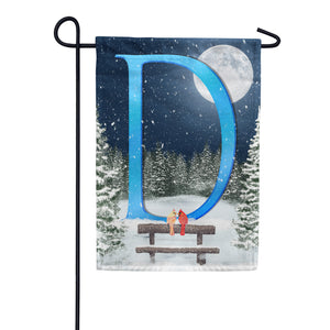 Winter Moon Double Sided Monogram Garden Flag