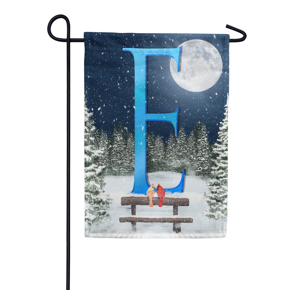 Winter Moon Double Sided Monogram Garden Flag