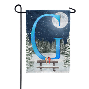 Winter Moon Double Sided Monogram Garden Flag