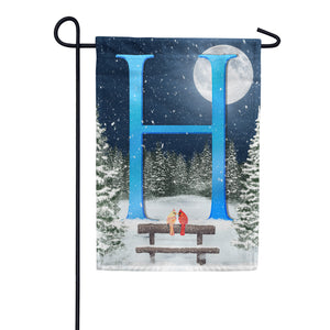 Winter Moon Double Sided Monogram Garden Flag