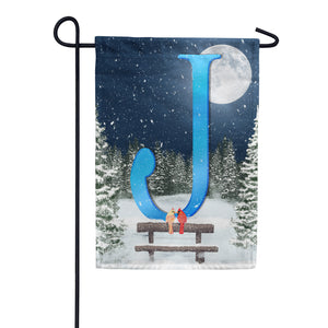 Winter Moon Double Sided Monogram Garden Flag