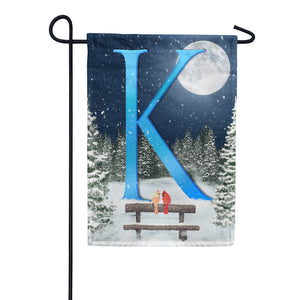 Winter Moon Double Sided Monogram Garden Flag