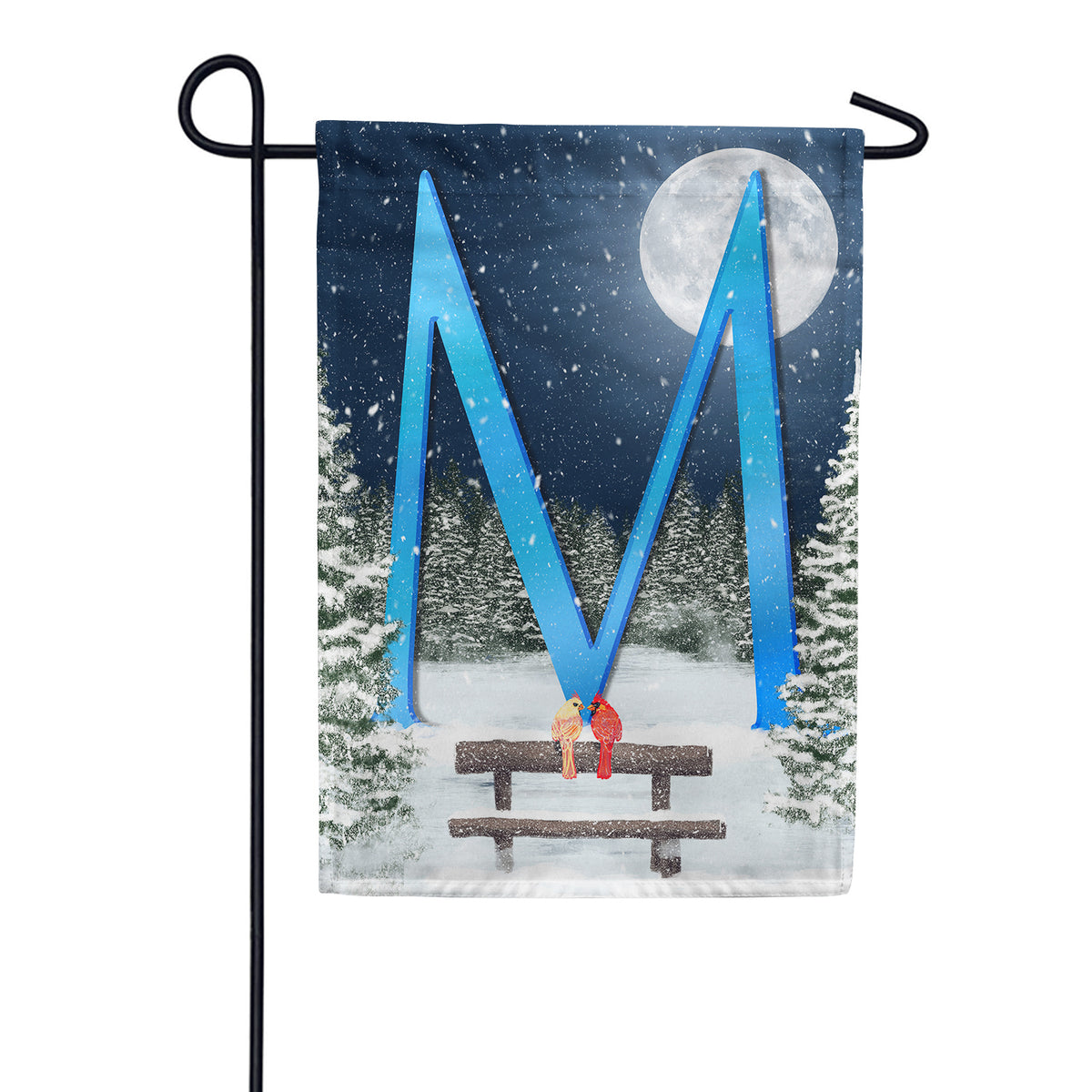 Winter Moon Double Sided Monogram Garden Flag
