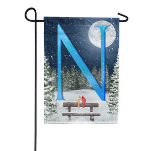 Winter Moon Double Sided Monogram Garden Flag