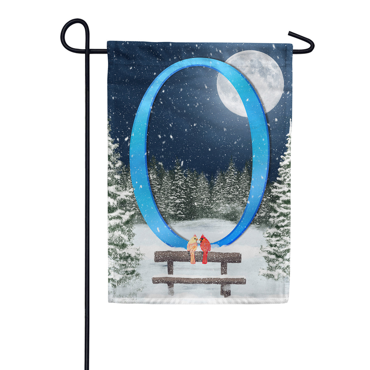 Winter Moon Double Sided Monogram Garden Flag