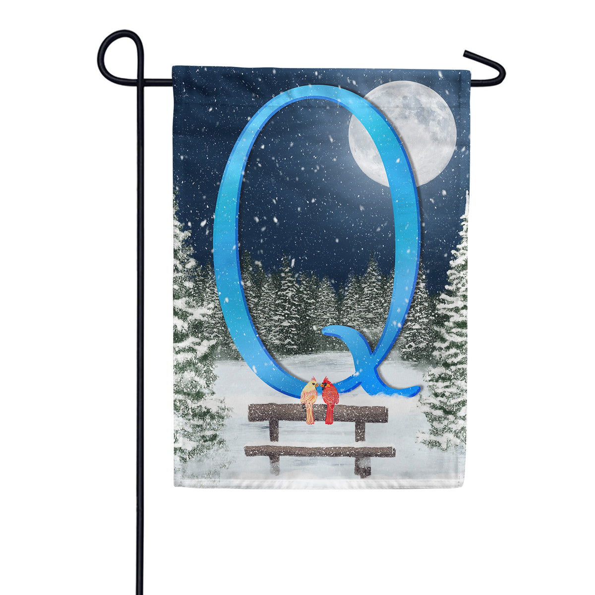 Winter Moon Double Sided Monogram Garden Flag