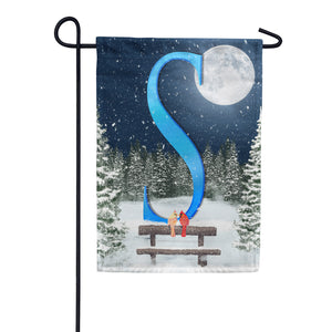 Winter Moon Double Sided Monogram Garden Flag