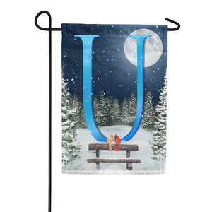 Winter Moon Double Sided Monogram Garden Flag