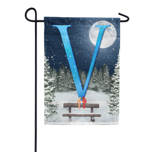 Winter Moon Double Sided Monogram Garden Flag