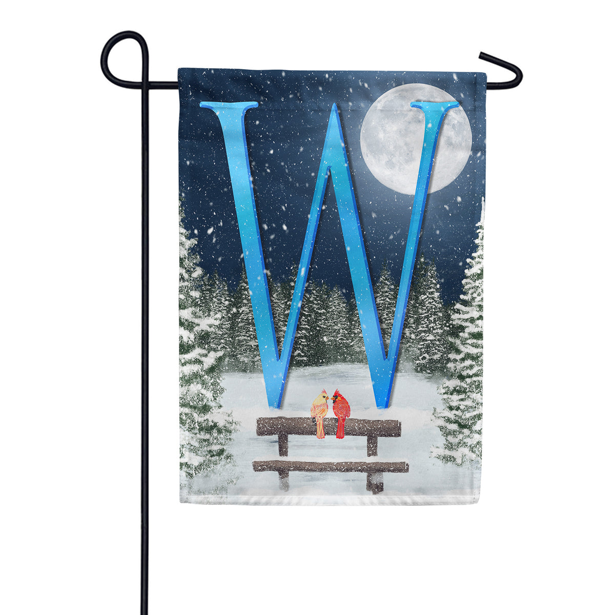 Winter Moon Double Sided Monogram Garden Flag