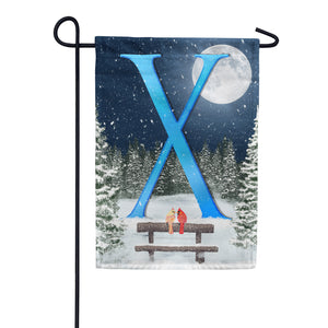 Winter Moon Double Sided Monogram Garden Flag
