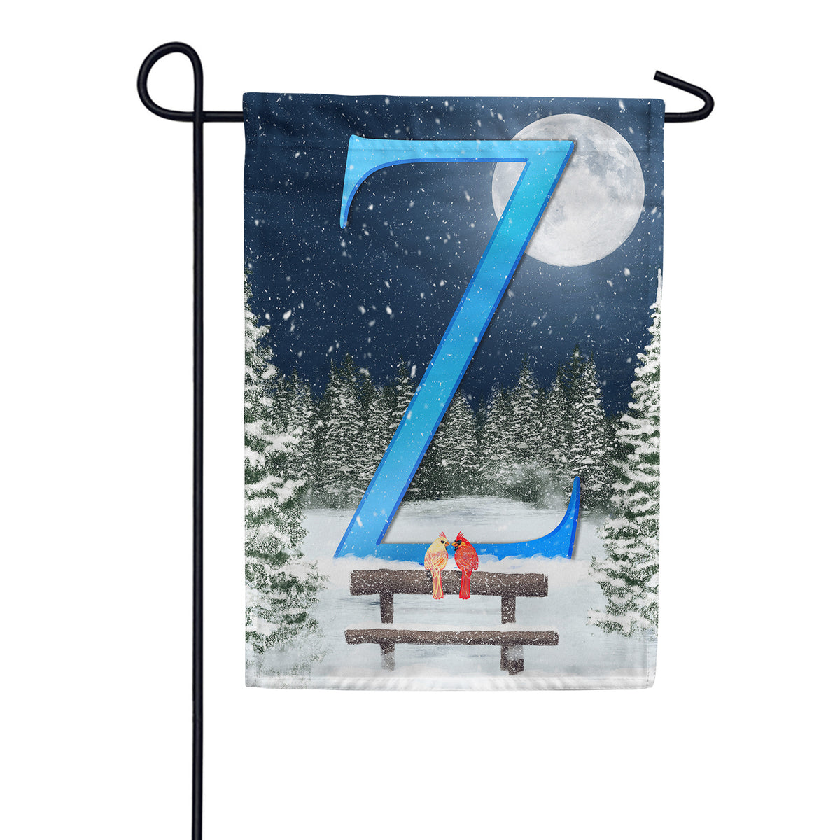 Winter Moon Double Sided Monogram Garden Flag