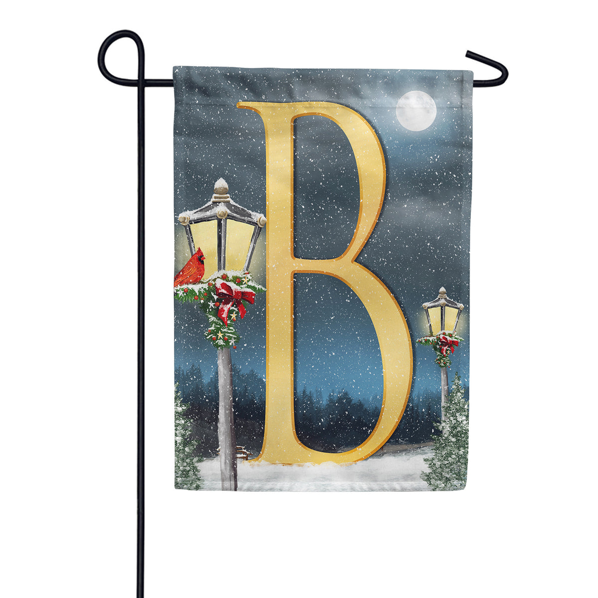 Winter Lamp Warmth Double Sided Monogram Garden Flag