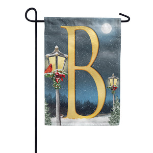 Winter Lamp Warmth Double Sided Monogram Garden Flag