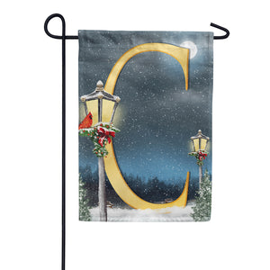 Winter Lamp Warmth Double Sided Monogram Garden Flag