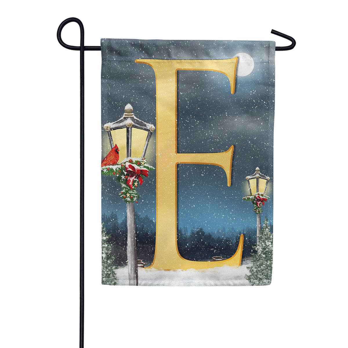 Winter Lamp Warmth Double Sided Monogram Garden Flag