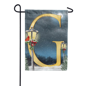 Winter Lamp Warmth Double Sided Monogram Garden Flag