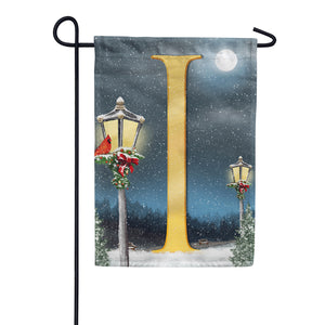 Winter Lamp Warmth Double Sided Monogram Garden Flag