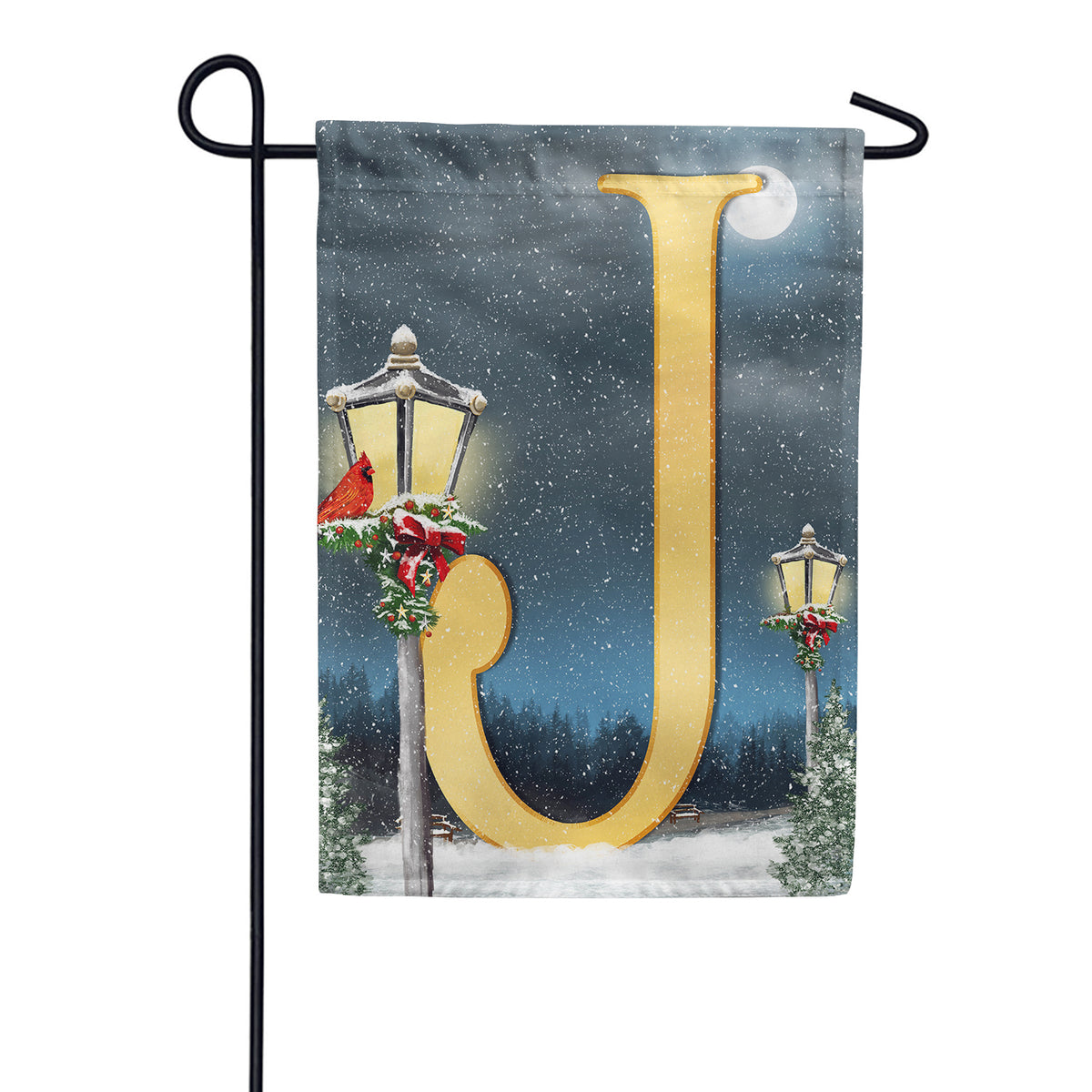 Winter Lamp Warmth Double Sided Monogram Garden Flag