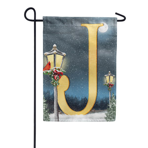 Winter Lamp Warmth Double Sided Monogram Garden Flag