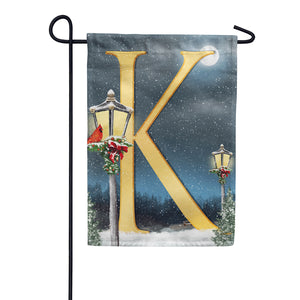Winter Lamp Warmth Double Sided Monogram Garden Flag