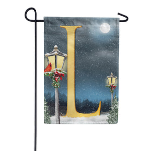 Winter Lamp Warmth Double Sided Monogram Garden Flag