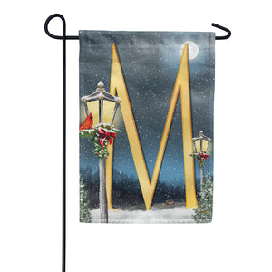 Winter Lamp Warmth Double Sided Monogram Garden Flag