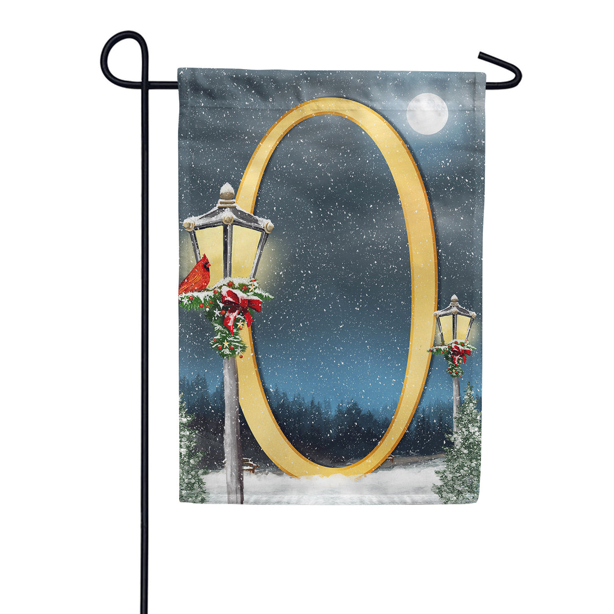 Winter Lamp Warmth Double Sided Monogram Garden Flag