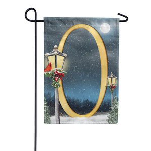 Winter Lamp Warmth Double Sided Monogram Garden Flag