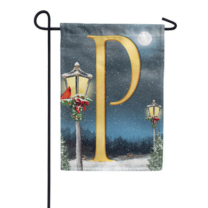 Winter Lamp Warmth Double Sided Monogram Garden Flag