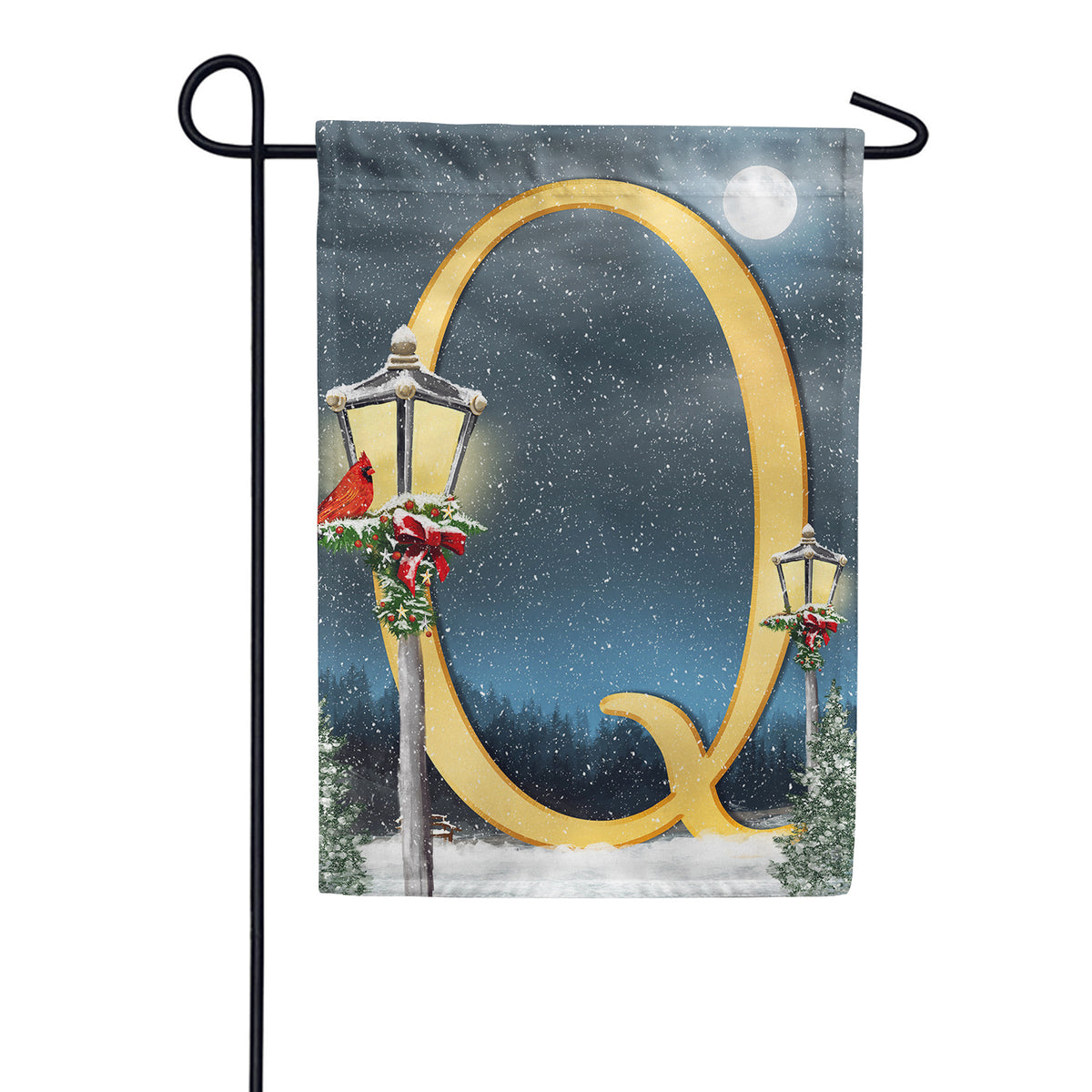 Winter Lamp Warmth Double Sided Monogram Garden Flag