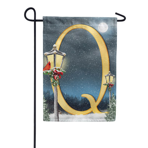 Winter Lamp Warmth Double Sided Monogram Garden Flag