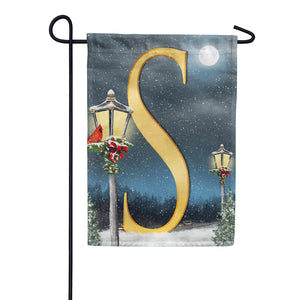 Winter Lamp Warmth Double Sided Monogram Garden Flag