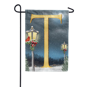 Winter Lamp Warmth Double Sided Monogram Garden Flag