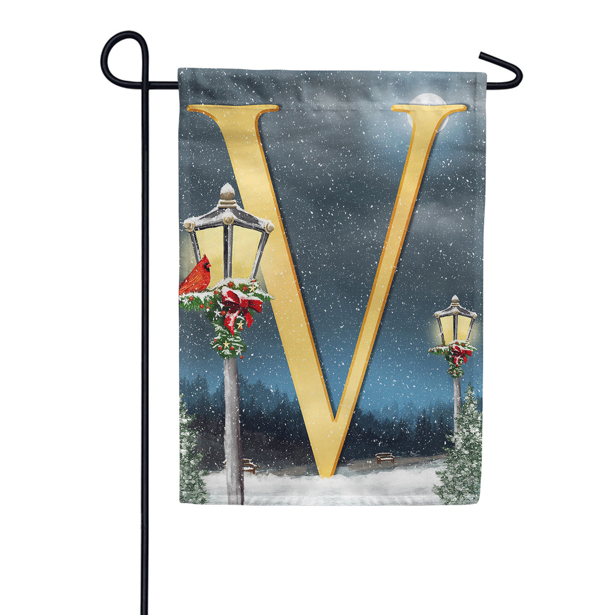 Winter Lamp Warmth Double Sided Monogram Garden Flag