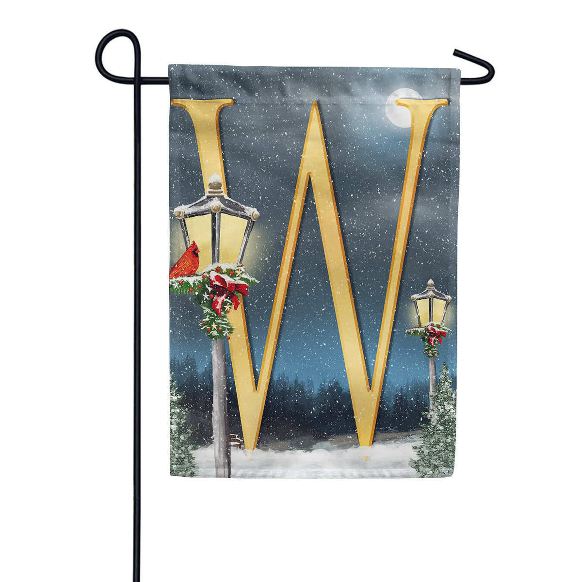 Winter Lamp Warmth Double Sided Monogram Garden Flag