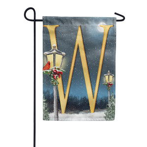 Winter Lamp Warmth Double Sided Monogram Garden Flag