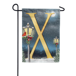 Winter Lamp Warmth Double Sided Monogram Garden Flag