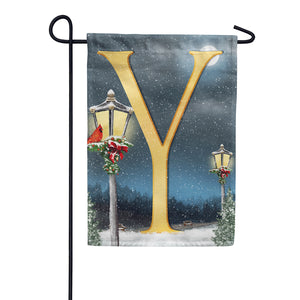 Winter Lamp Warmth Double Sided Monogram Garden Flag