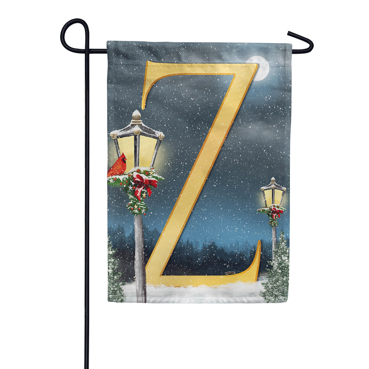 Winter Lamp Warmth Double Sided Monogram Garden Flag