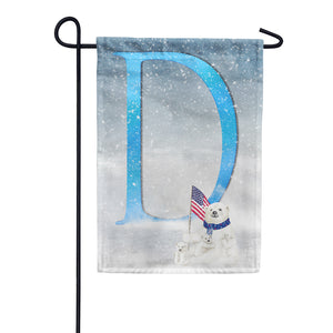 Polar Bear Snow Family Double Sided Monogram Garden Flag