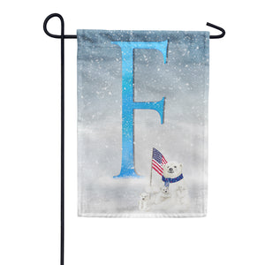 Polar Bear Snow Family Double Sided Monogram Garden Flag