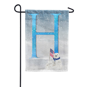 Polar Bear Snow Family Double Sided Monogram Garden Flag