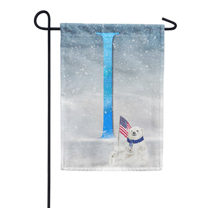 Polar Bear Snow Family Double Sided Monogram Garden Flag