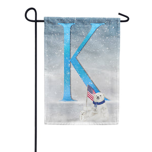 Polar Bear Snow Family Double Sided Monogram Garden Flag